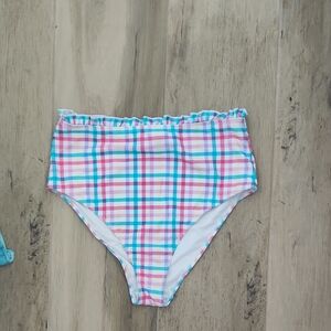 High Waisted Multi Colored Checkered Bikini Bottom